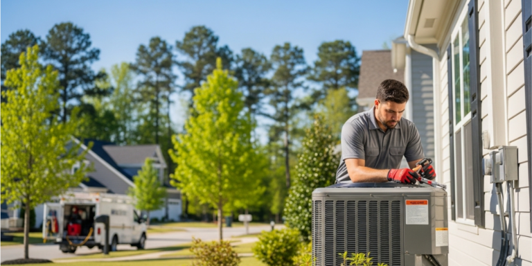 Tech working on AC unit
